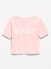 College Off-Shoulder Graphic T-Shirt for Girls