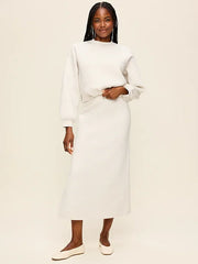High-Waisted Bounce Fleece Maxi Skirt