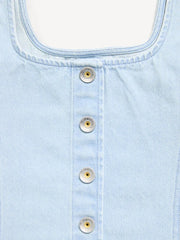 Button-Front Denim Tank Top for Girls