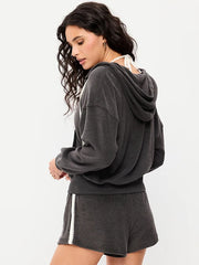 Terry Cloth Full-Zip Hoodie Sweatshirt