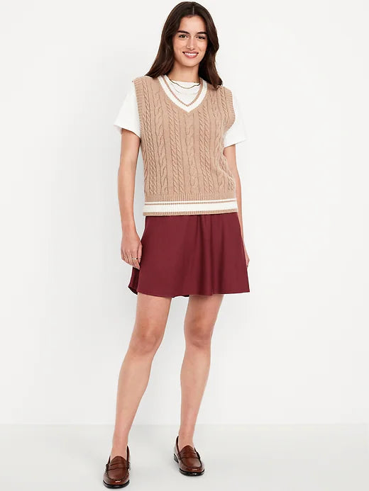 High-Waisted Crepe Mini Skirt