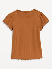 Lettuce-Edge Pointelle Top