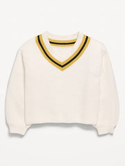 Cropped V-Neck Sweater for Girls