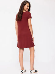 Short-Sleeve Mini Swing Dress