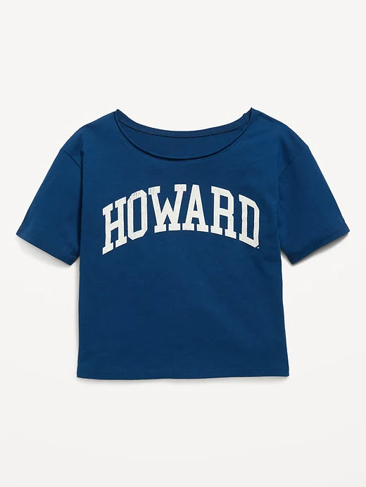 College Off-Shoulder Graphic T-Shirt for Girls