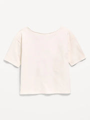 College Off-Shoulder Graphic T-Shirt for Girls