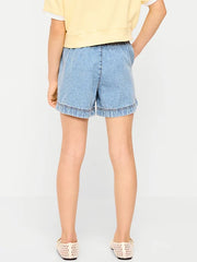 High-Waisted Pull-On Jean Shorts for Girls