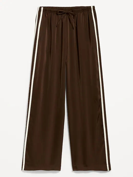 High-Waisted Satin Track Pants