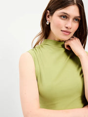Gathered Mock-Neck Drop-Waist Mini Dress