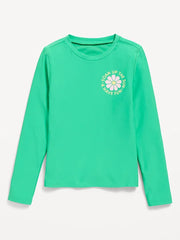 Long-Sleeve Graphic Rashguard Swim Top for Girls