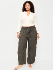 Mid-Rise Pull-On Utility Jeans