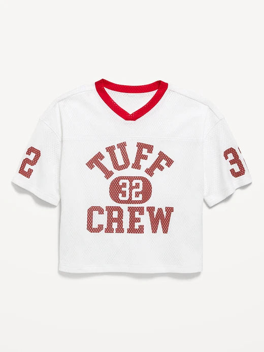 Oversized Mesh Graphic Football T-Shirt for Boys