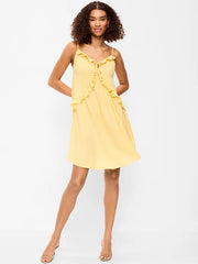 Ruffle-Trim Asymmetrical Mini Dress