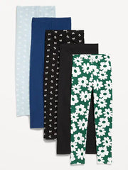 High-Waisted Side Ruched Leggings 5-Pack for Girls