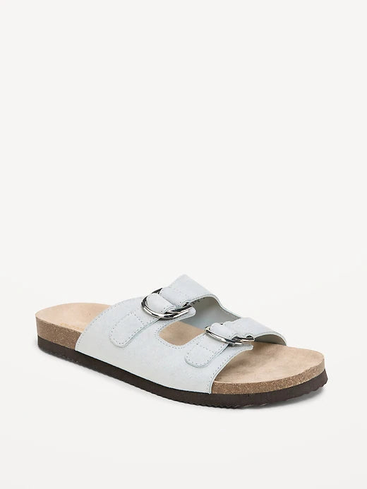 Faux-Suede Double-Strap Slide Sandals for Women