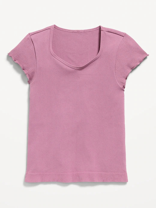 Fitted Seamless Ribbed  Performance Top for Girls