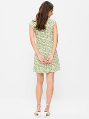 Short-Sleeve Scoop-Neck Mini Dress