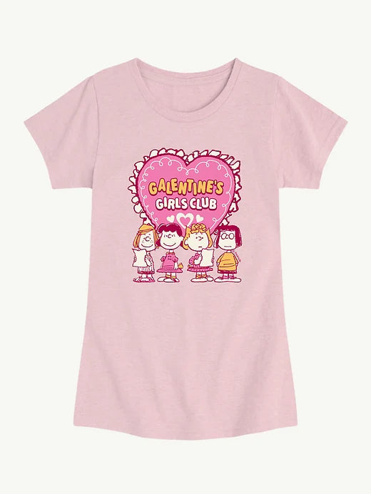 Peanuts Galentines Girls Club Short Sleeve Graphic T-Shirt For Girls