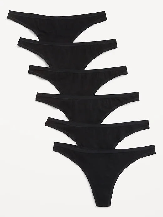 6-Pack Low-Rise Everyday Cotton Thongs