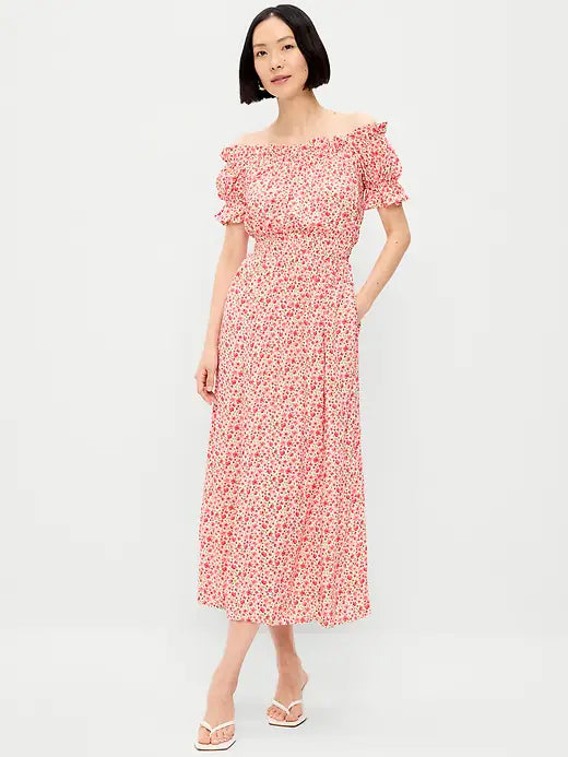 Off-The-Shoulder Boho Maxi Dress