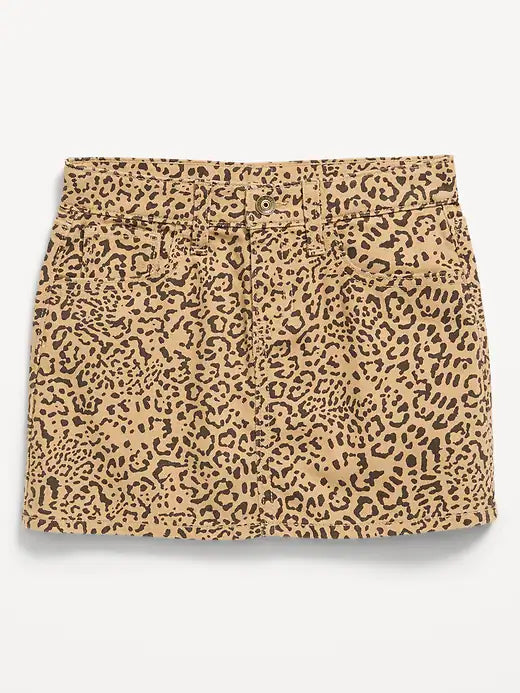 Printed Mid-Rise Jean Skirt for Girls
