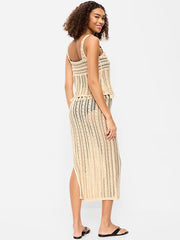 Open-Weave Seaside Cotton Column Maxi Skirt
