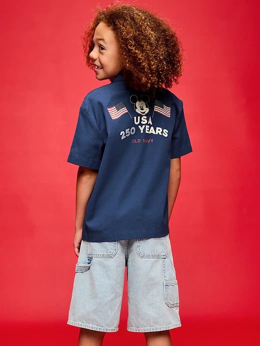 Old Navy x Disney Mickey Mouse Short-Sleeve Twill Camp Shirt for Boys