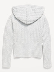 Fitted Cable-Knit Full-Zip Hoodie for Girls