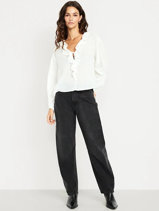 High-Waisted Barrel Jeans