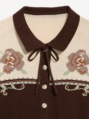 Seaside Cotton Tie-Front Collared Cardigan