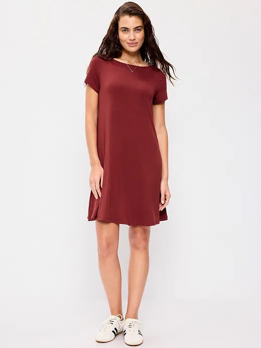 Short-Sleeve Mini Swing Dress