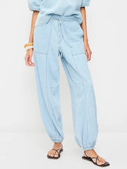 Mid-Rise Pull-On Utility Harem Jeans