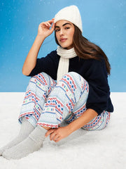 Mid-Rise Printed Flannel Pajama Pants for Women