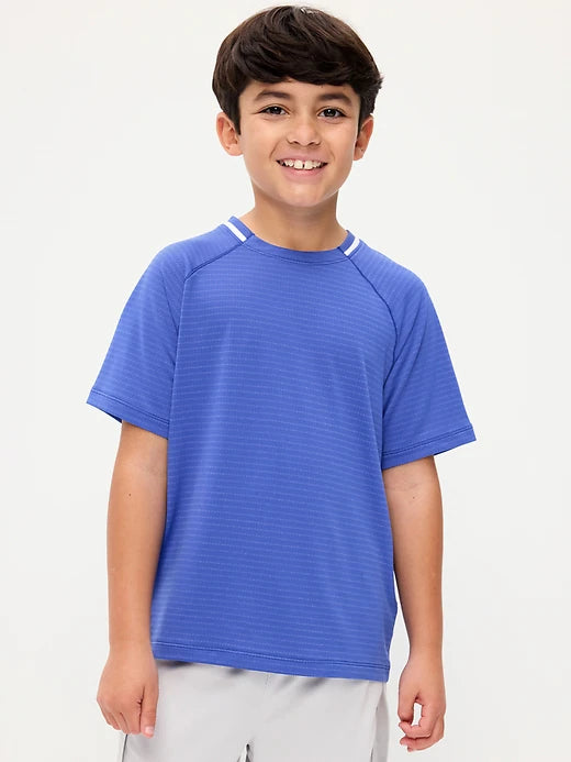 Short-Sleeve Textured Mesh Performance T-Shirt for Boys