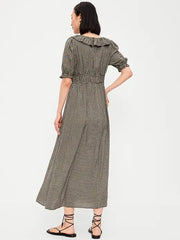 Ruffle-Trim Boho Maxi Dress