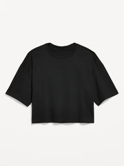 Vintage Crew-Neck Oversized Crop T-Shirt