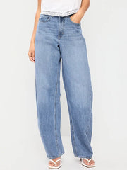 High-Waisted Rounded Wide-Leg Barrel Jeans