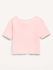 College Off-Shoulder Graphic T-Shirt for Girls