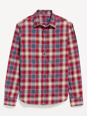 Relaxed Long-Sleeve Plaid Flannel Pocket Shirt