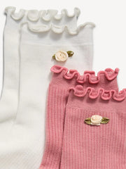 Ruffled Quarter Crew Sock 2-Pack for Women