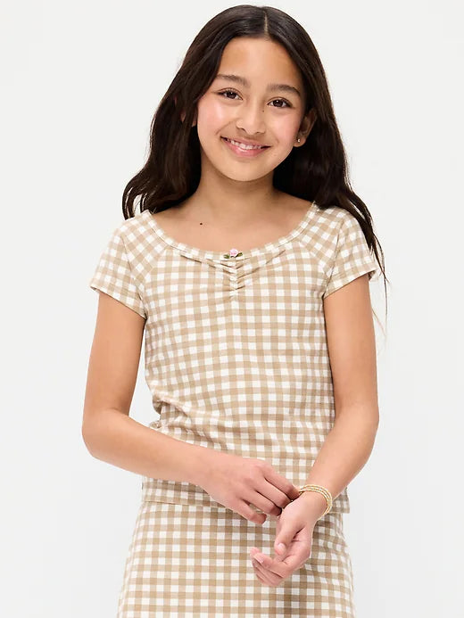 Fitted Off-Shoulder Top for Girls