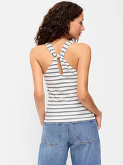 Sleeveless Ribbed Loop-Back Tank Top