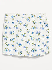 High-Waisted Linen-Blend Mini Skort