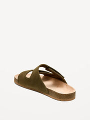 Faux-Suede Double-Strap Slide Sandals for Men