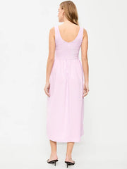 Fit & Flare Lightweight Smocked-Bodice Midi Dress