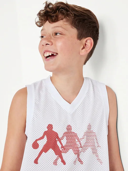 Mesh Graphic Basketball Tank Top for Boys