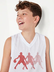 Mesh Graphic Basketball Tank Top for Boys