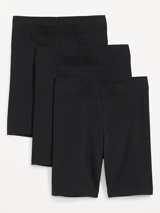 High-Waisted Jersey Biker Shorts 3-Pack -- 8-inch inseam