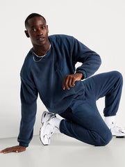 Oversized Microfleece Utility Pocket Crew-Neck