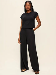 High-Waisted Bounce Lite Drapey Wide-Leg Pleated Pants
